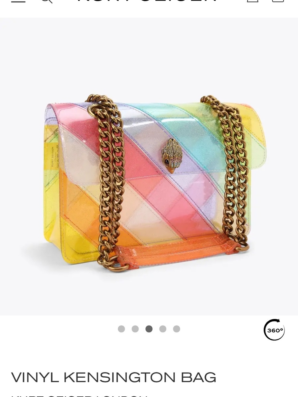 Kurt Geiger Vinyl Kensington Rainbow Shoulder Bag - Picture 1 of 13